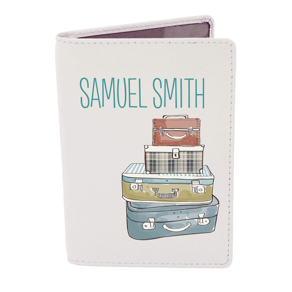 Personalised Memento Leather Personalised Suitcases Cream Passport Holder