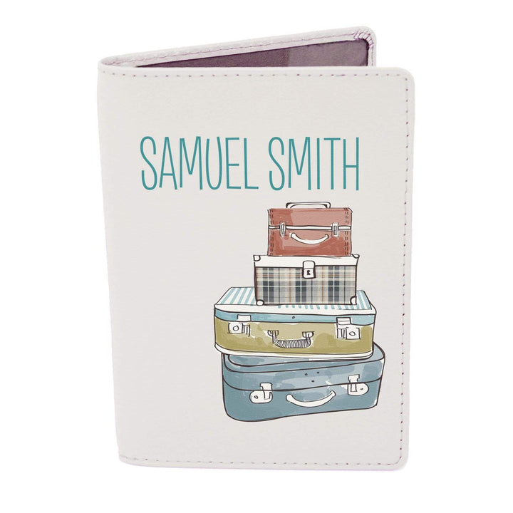 Personalised Memento Leather Personalised Suitcases Cream Passport Holder