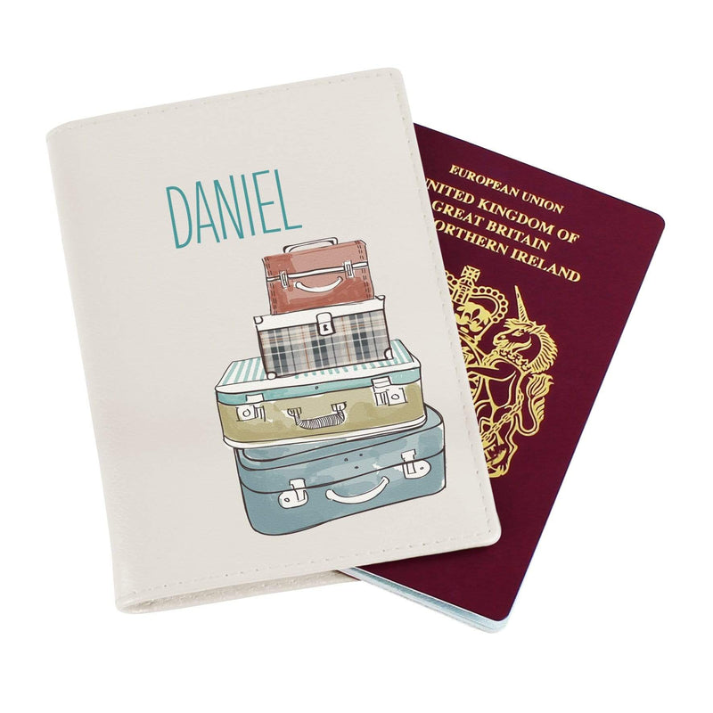 Personalised Memento Leather Personalised Suitcases Cream Passport Holder