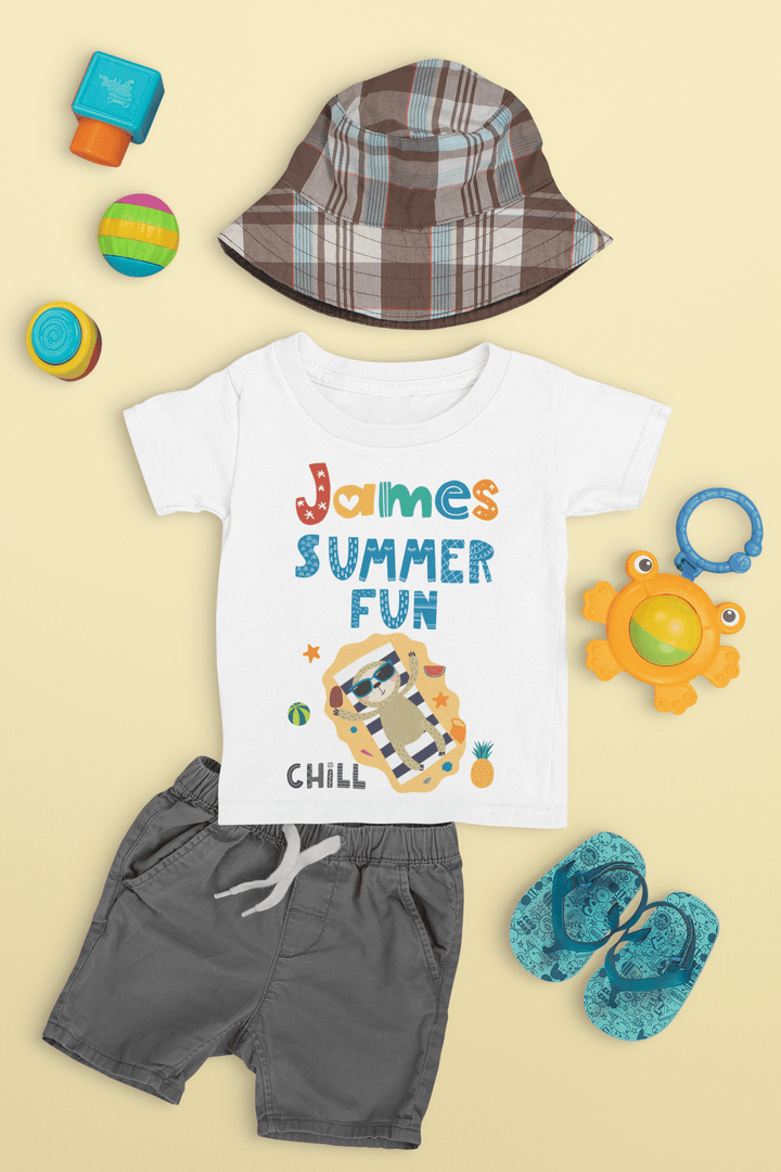 The Little Personal Shop Babygrows Personalised Summer Fun Design