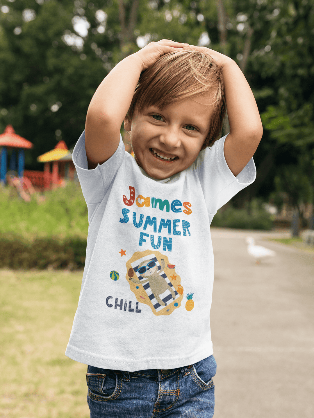 The Little Personal Shop Babygrows Personalised Summer Fun Design
