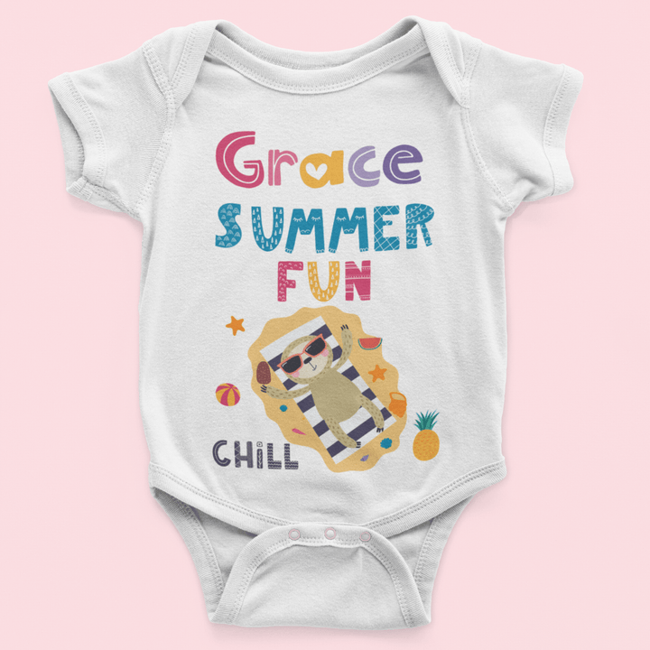 The Little Personal Shop Babygrows Personalised Summer Fun Girl Design