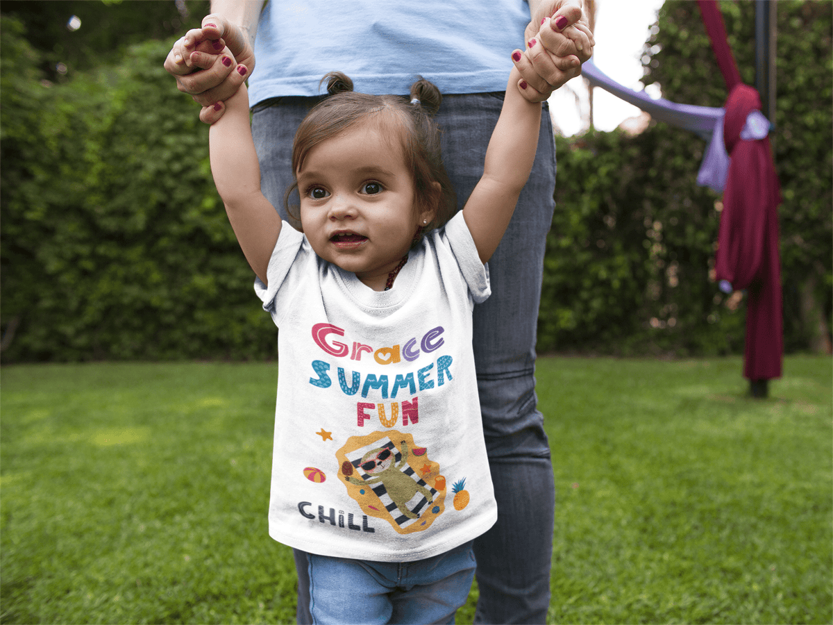 The Little Personal Shop Babygrows Personalised Summer Fun Girl Design