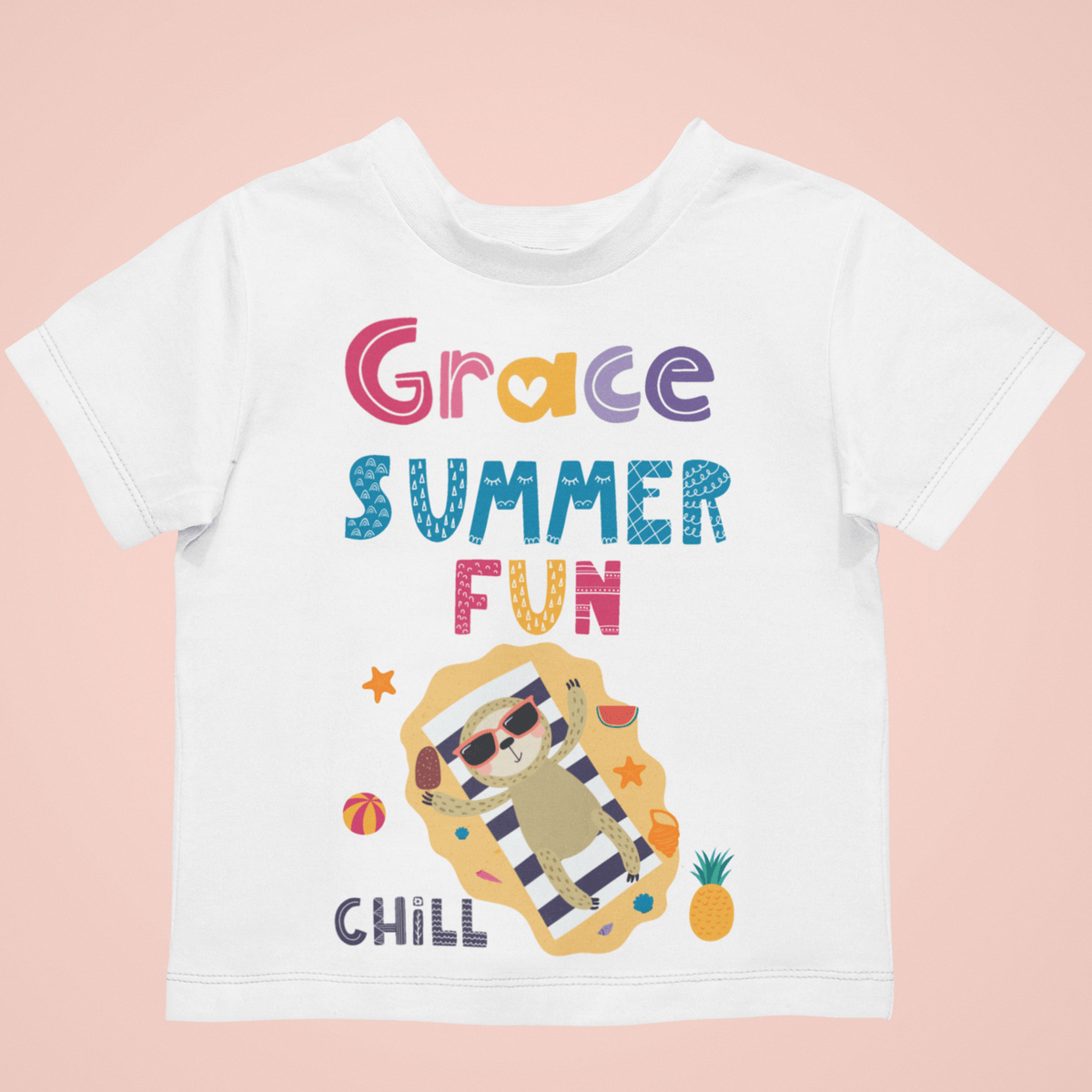 The Little Personal Shop Babygrows Personalised Summer Fun Girl Design