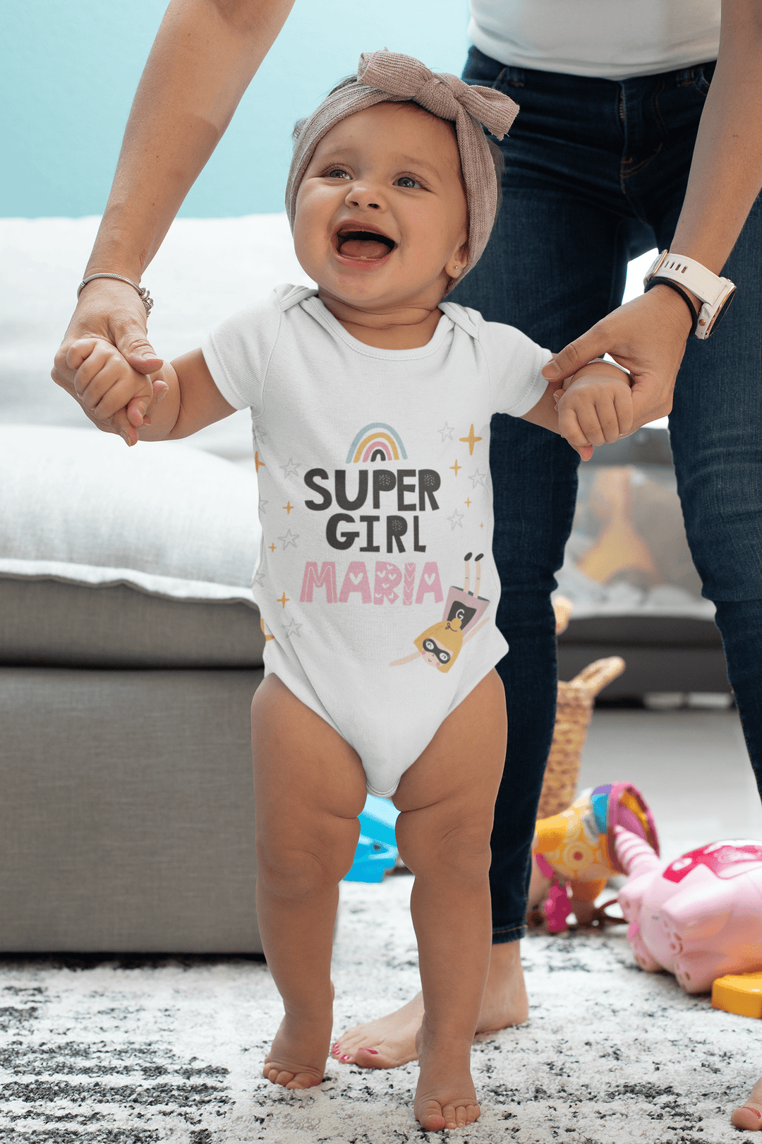 The Little Personal Shop Babygrows Personalised Super Girl Babygrow