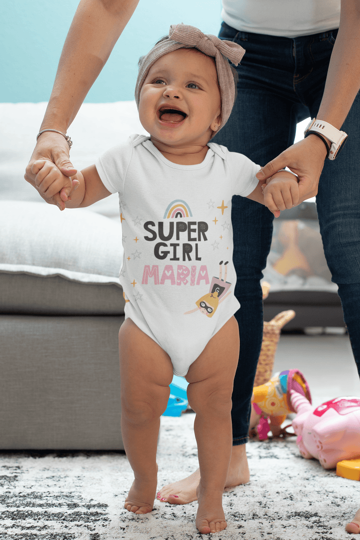 The Little Personal Shop Babygrows Personalised Super Girl Babygrow