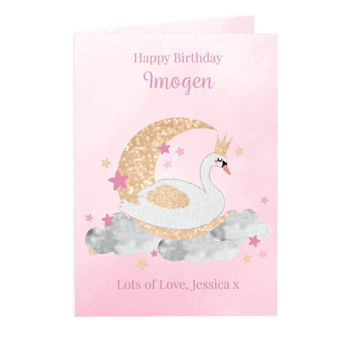 Personalised Memento Greetings Cards Personalised Swan Lake Card