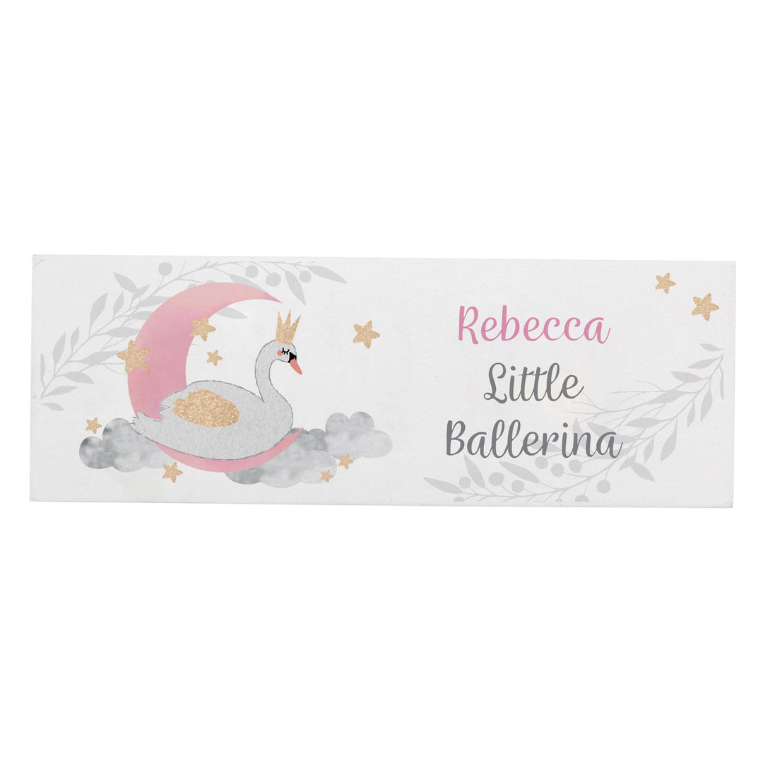 Personalised Memento Wooden Personalised Swan Lake Wooden Block Sign