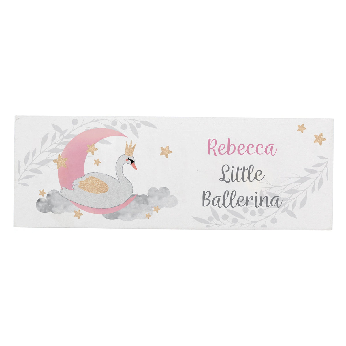 Personalised Memento Wooden Personalised Swan Lake Wooden Block Sign