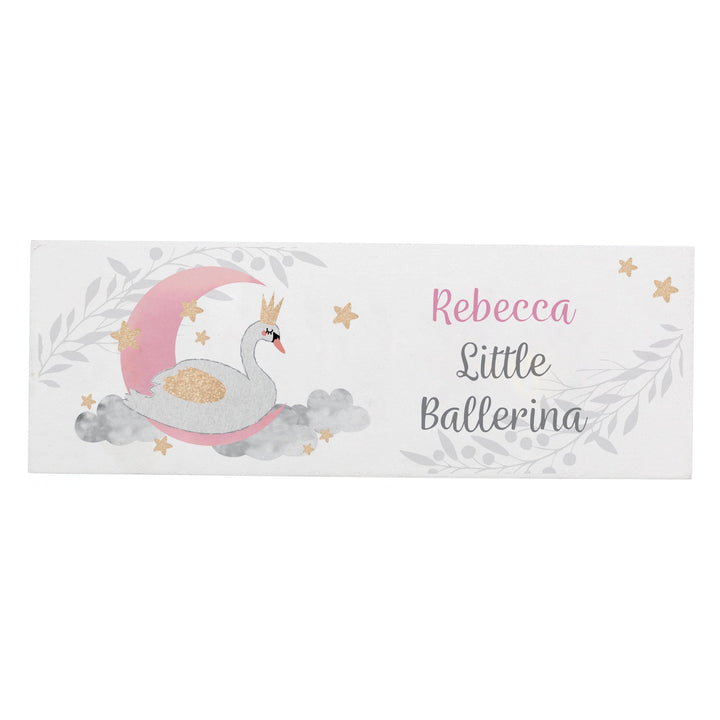Personalised Memento Wooden Personalised Swan Lake Wooden Block Sign