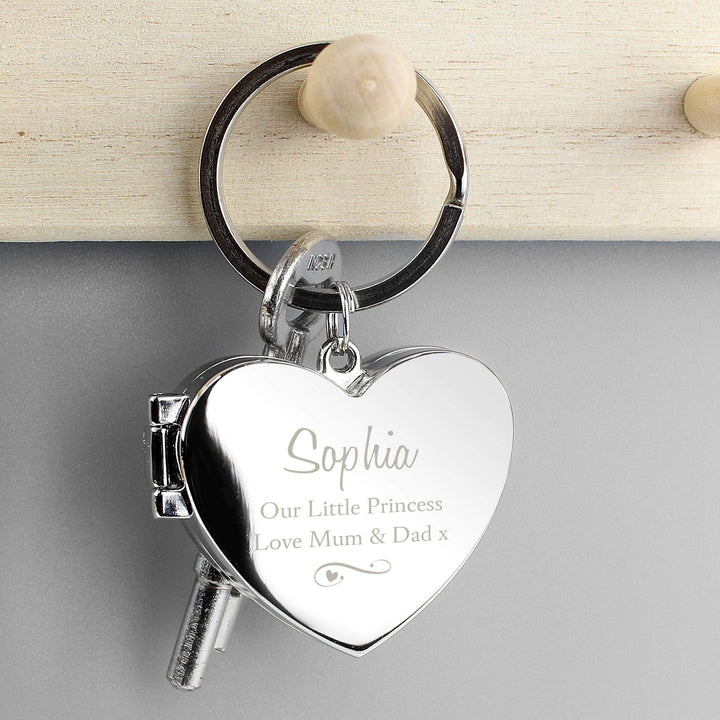 Personalised Memento Keepsakes Personalised Swirl Heart Photoframe Keyring