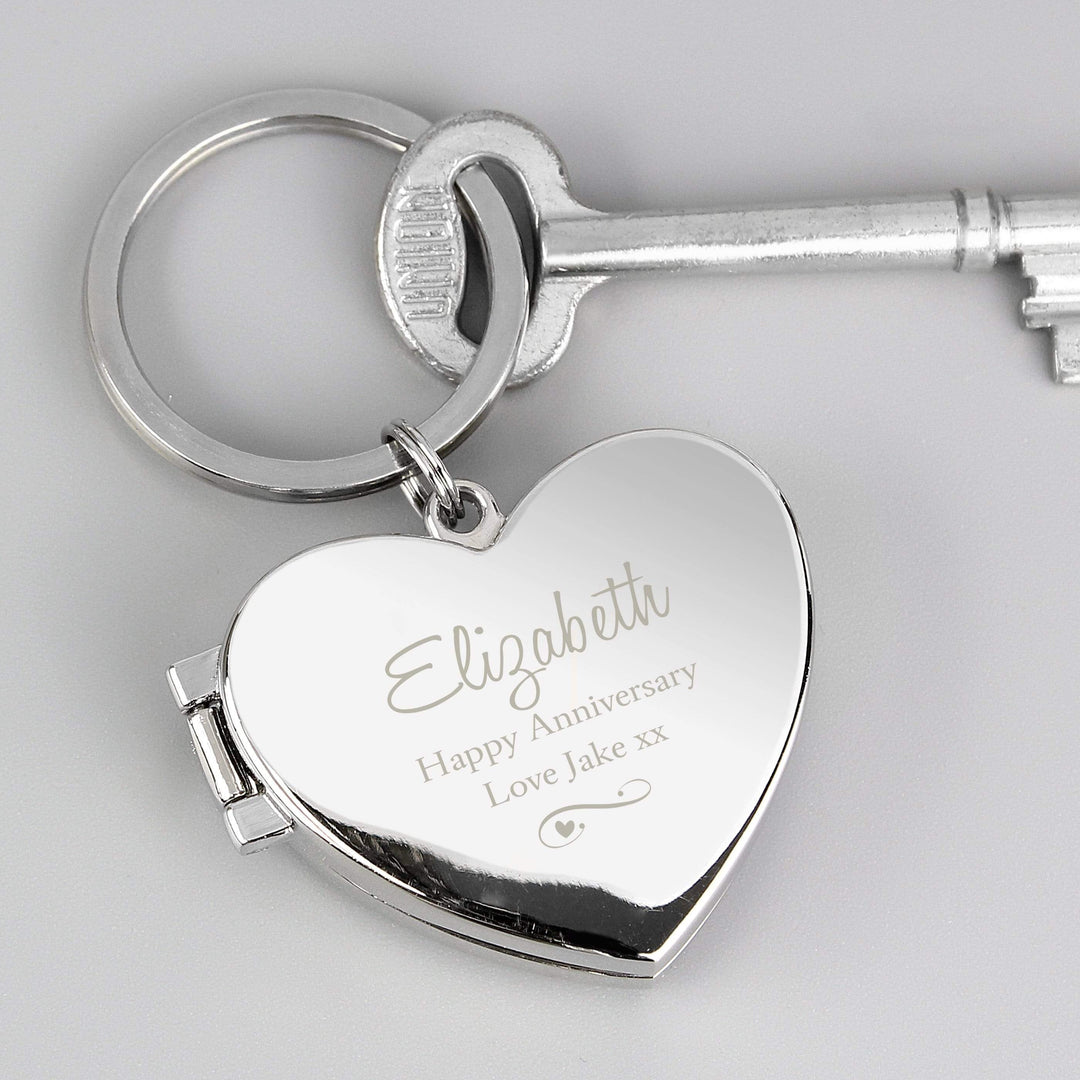 Personalised Memento Keepsakes Personalised Swirl Heart Photoframe Keyring