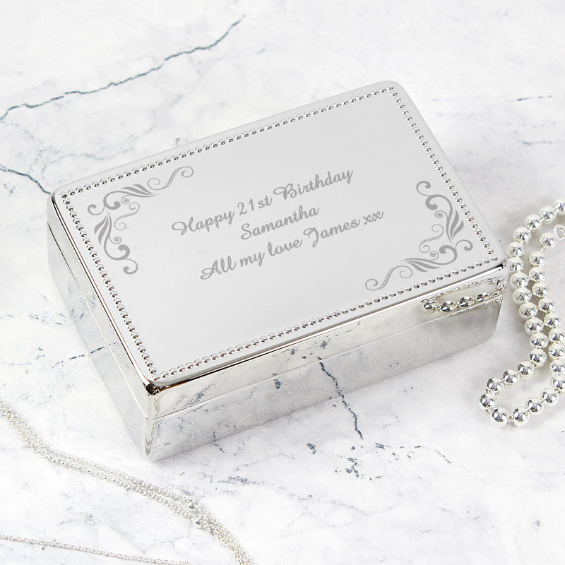 Personalised Memento Personalised Swirl Rectangular Jewellery Box