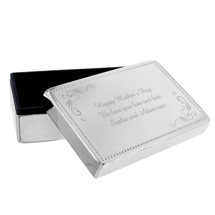 Personalised Memento Personalised Swirl Rectangular Jewellery Box
