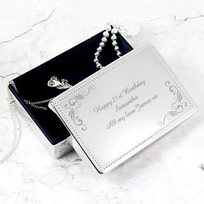 Personalised Memento Personalised Swirl Rectangular Jewellery Box