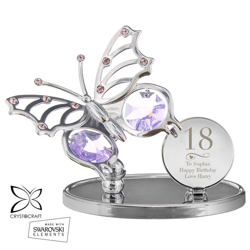 Personalised Memento Ornaments Personalised Swirls & Hearts Birthday Crystocraft Butterfly