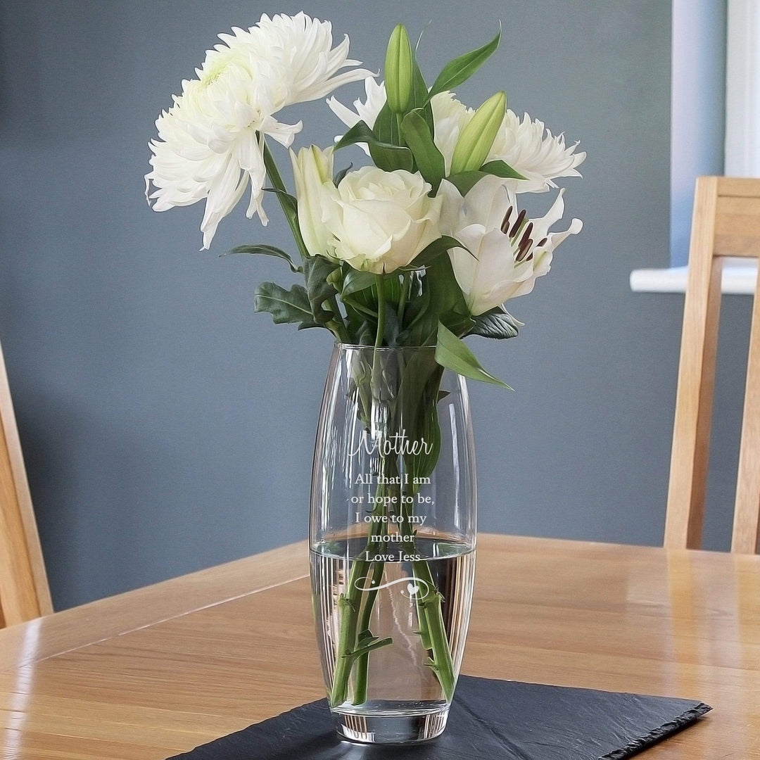 Personalised Memento Vases Personalised Swirls &amp; Hearts Bullet Vase