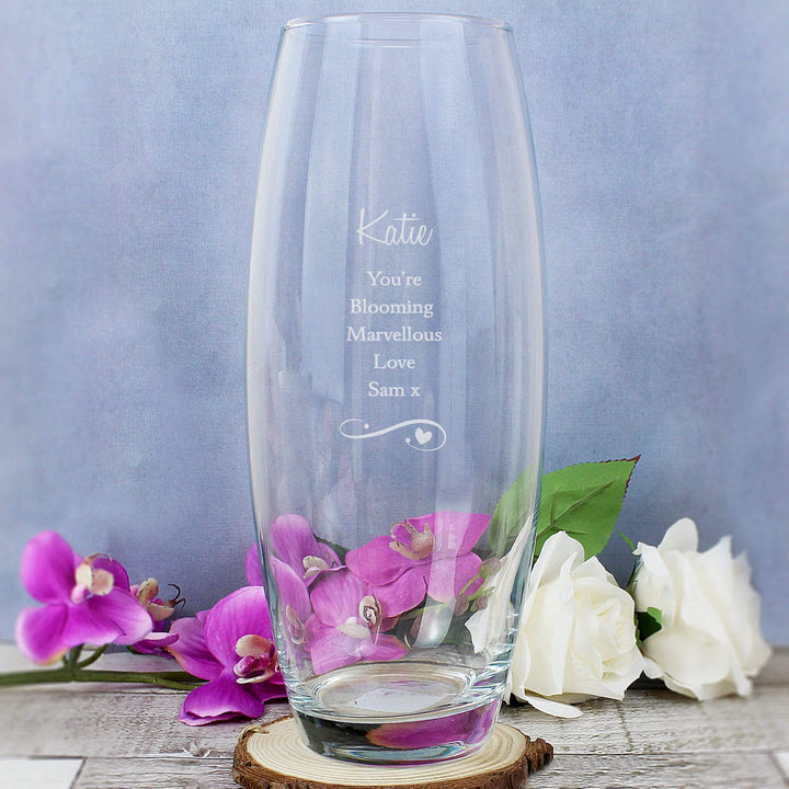 Personalised Memento Vases Personalised Swirls &amp; Hearts Bullet Vase