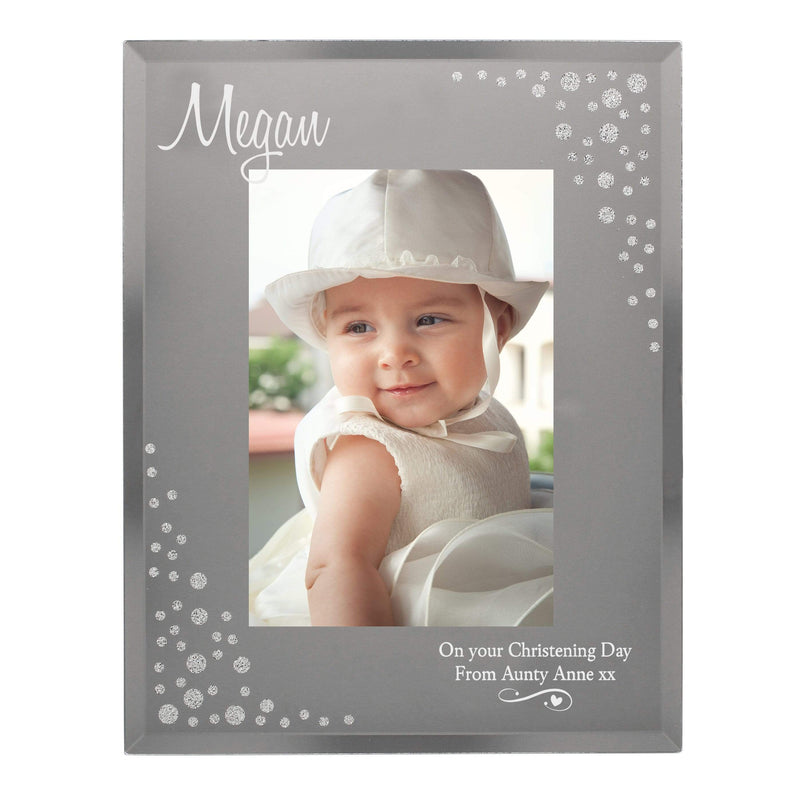 Personalised Memento Photo Frames, Albums and Guestbooks Personalised Swirls & Hearts Diamante 4x6 Glass Photo Frame