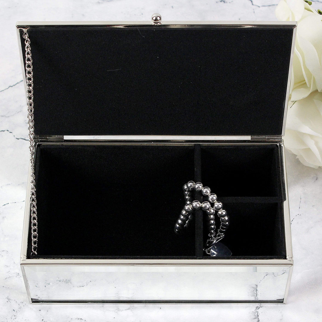 Personalised Memento Trinket, Jewellery &amp; Keepsake Boxes Personalised Swirls &amp; Hearts Mirrored Jewellery Box