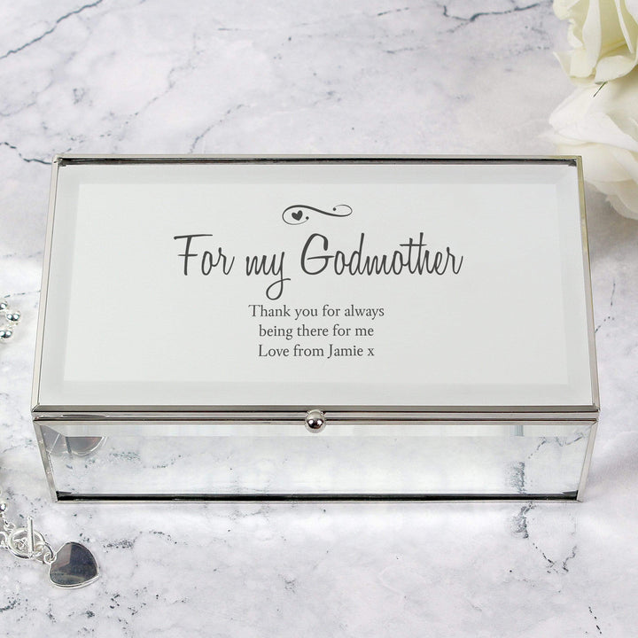 Personalised Memento Trinket, Jewellery &amp; Keepsake Boxes Personalised Swirls &amp; Hearts Mirrored Jewellery Box