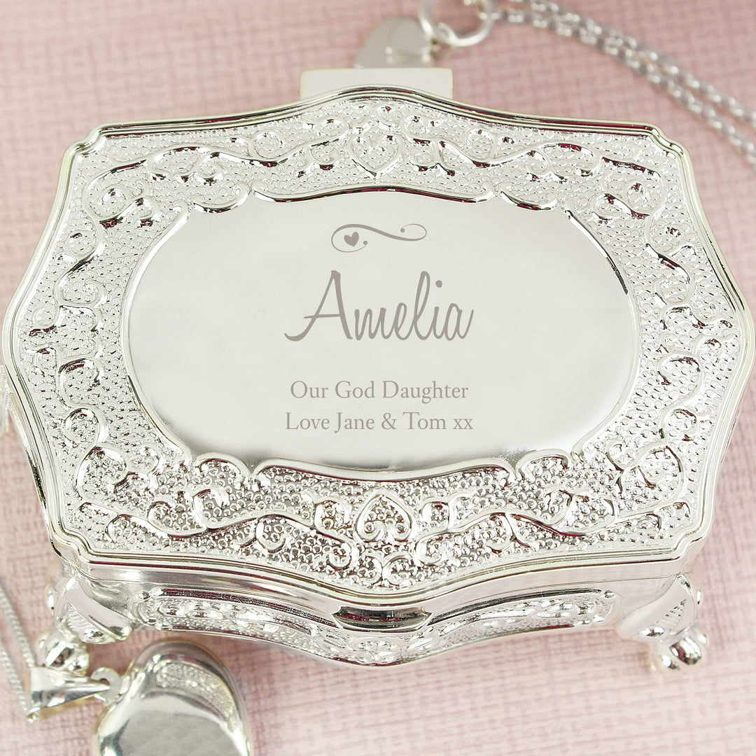 Personalised Memento Trinket, Jewellery &amp; Keepsake Boxes Personalised Swirls &amp; Hearts Small Antique Trinket Box