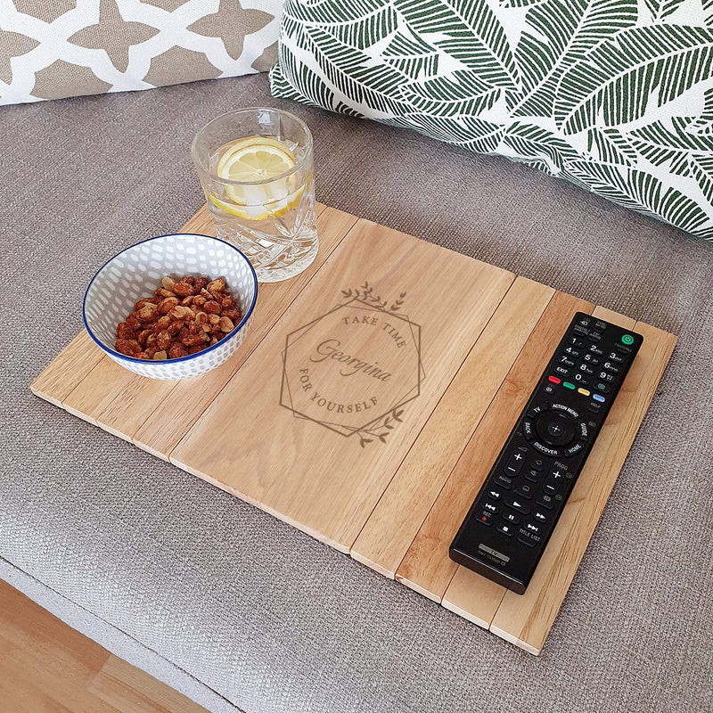 Personalised Memento Wooden Personalised Take Time For Yourself Wooden Sofa Tray