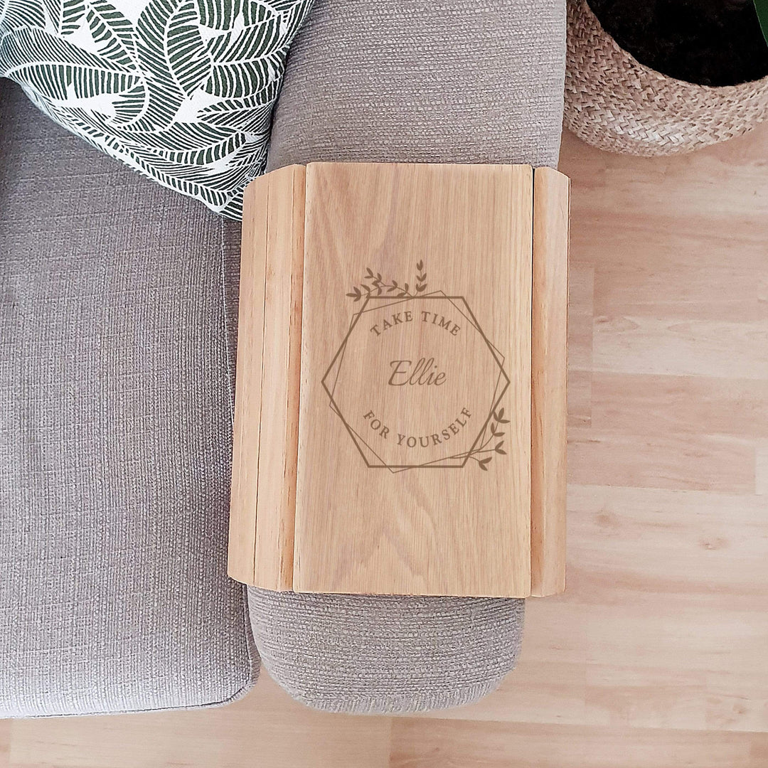 Personalised Memento Wooden Personalised Take Time For Yourself Wooden Sofa Tray