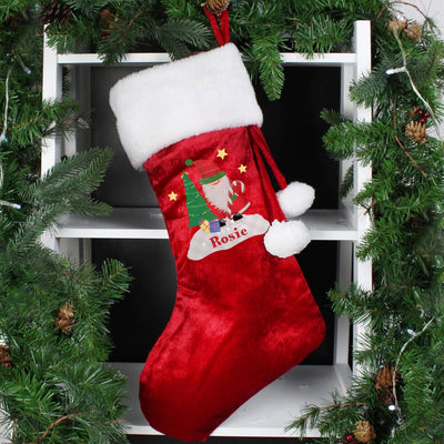 Personalised Memento Personalised Tartan Santa Luxury Red Stocking