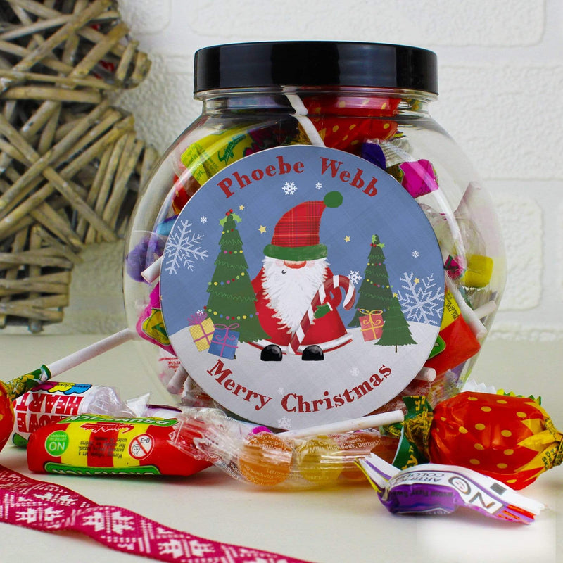 Personalised Memento Food & Drink Personalised Tartan Santa Sweet Jar