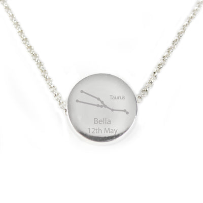 Personalised Memento Jewellery Personalised Taurus Zodiac Star Sign  Silver Tone Necklace (April 20th - May 20th)