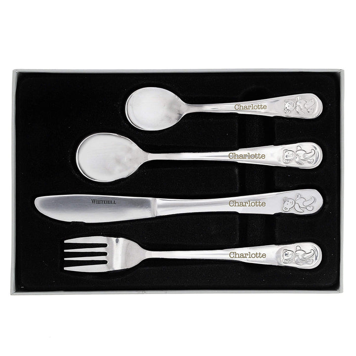Personalised Memento Mealtime Essentials Personalised Teddy 4 Piece Embossed Cutlery Set