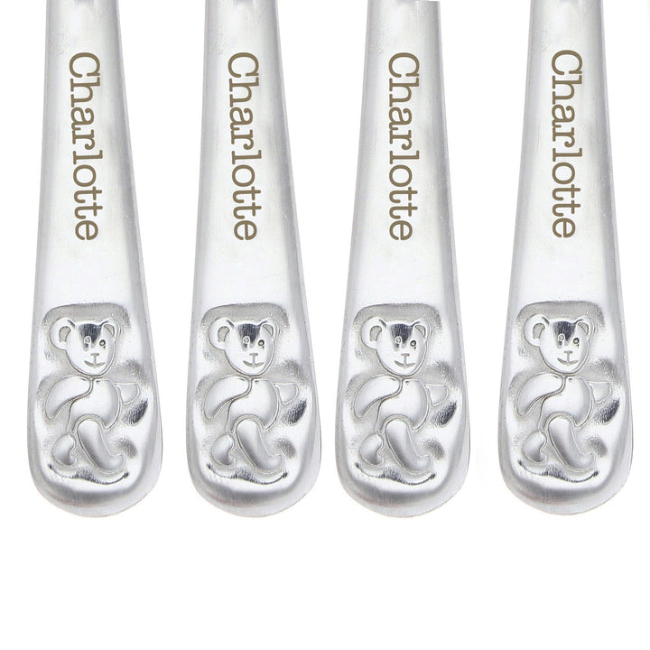 Personalised Memento Mealtime Essentials Personalised Teddy 4 Piece Embossed Cutlery Set