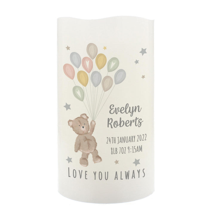 Personalised Memento Personalised Teddy &amp; Balloons Nightlight LED Candle