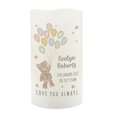 Personalised Memento Personalised Teddy & Balloons Nightlight LED Candle