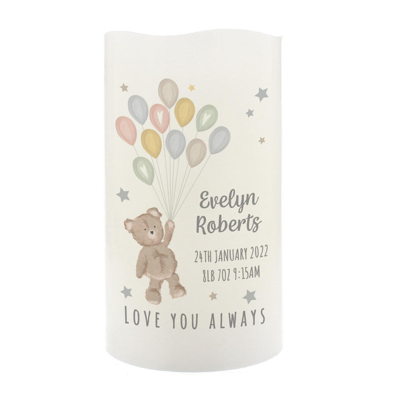 Personalised Memento Personalised Teddy & Balloons Nightlight LED Candle