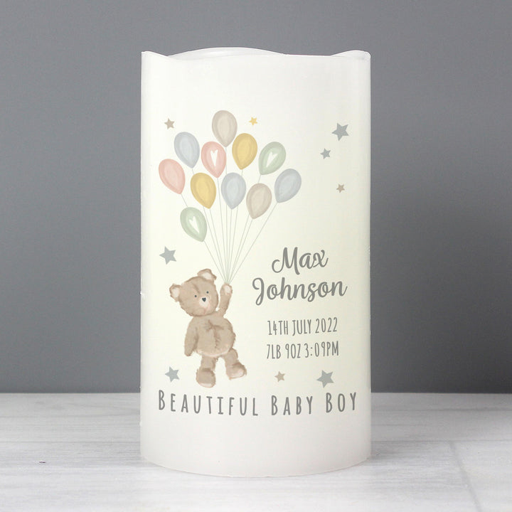 Personalised Memento Personalised Teddy &amp; Balloons Nightlight LED Candle