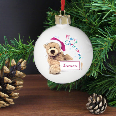 Personalised Memento Personalised Teddy Christmas Bauble