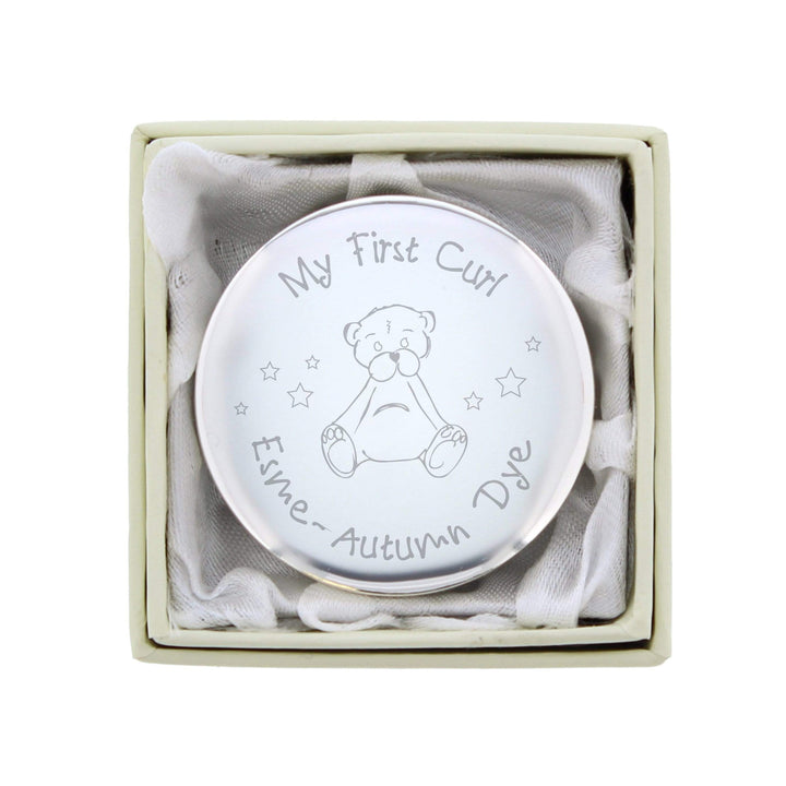 Personalised Memento Trinket, Jewellery &amp; Keepsake Boxes Personalised Teddy My First Curl Trinket Box