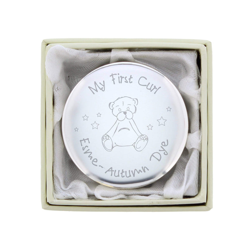 Personalised Memento Trinket, Jewellery & Keepsake Boxes Personalised Teddy My First Curl Trinket Box