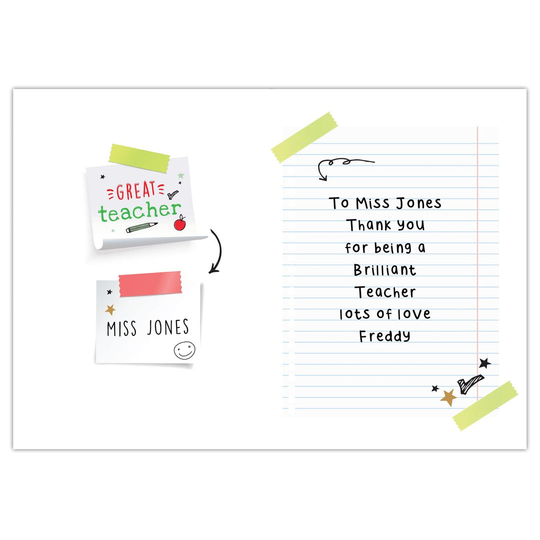 Personalised Memento Greetings Cards Personalised Thank You Teacher Card