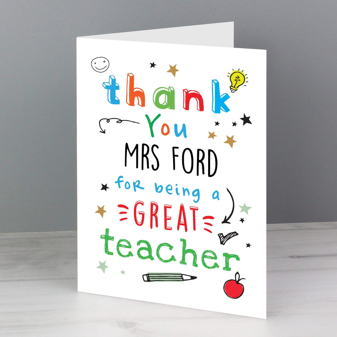 Personalised Memento Greetings Cards Personalised Thank You Teacher Card