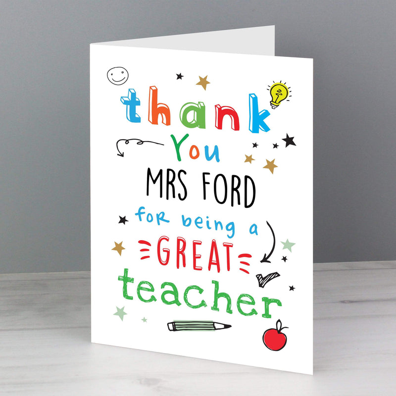 Personalised Memento Greetings Cards Personalised Thank You Teacher Card