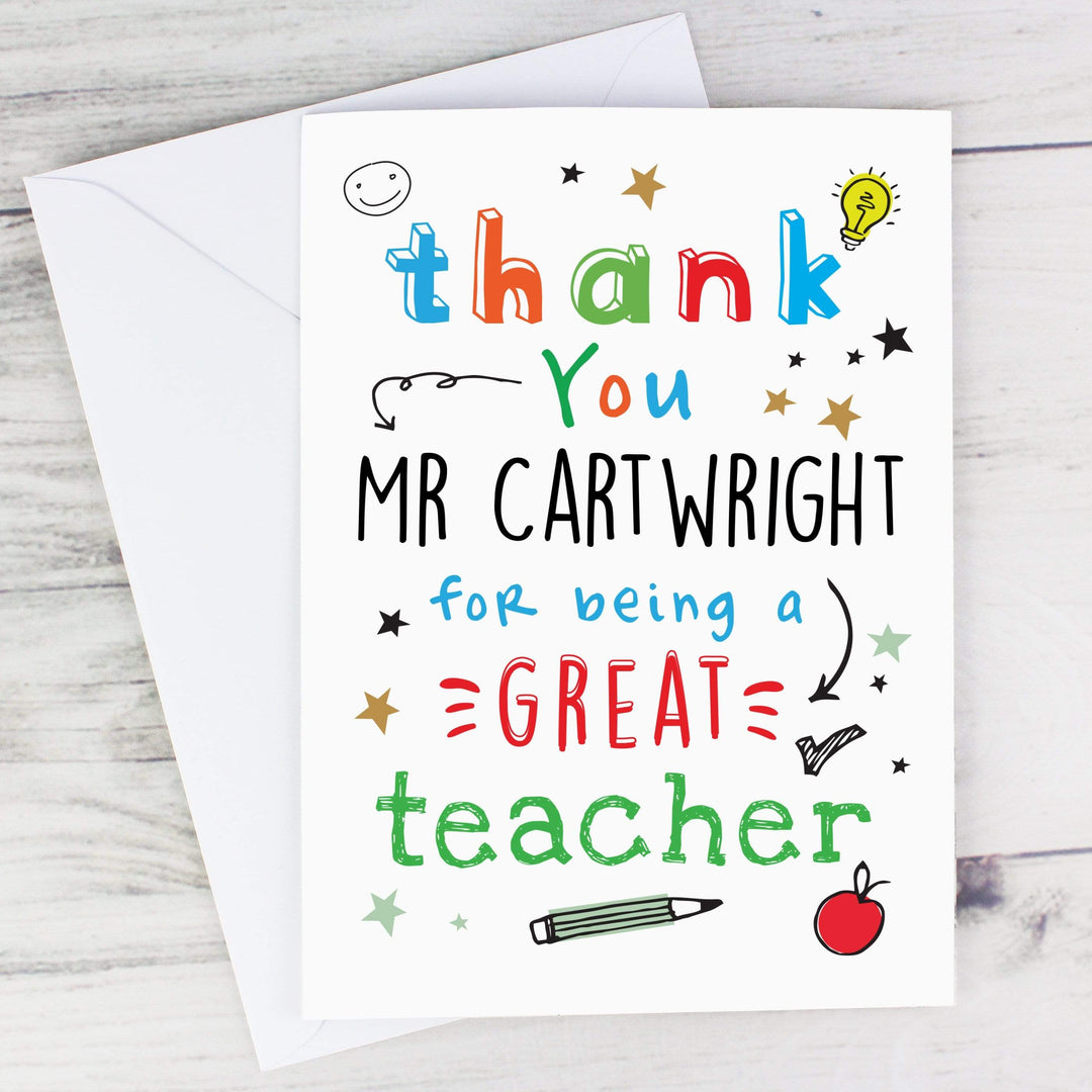 Personalised Memento Greetings Cards Personalised Thank You Teacher Card