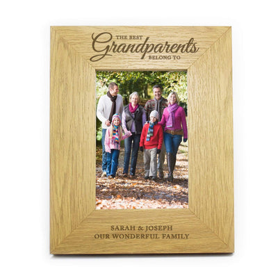 Personalised Memento Wooden Personalised ""The Best Grandparents"" 4x6 Oak Finish Photo Frame