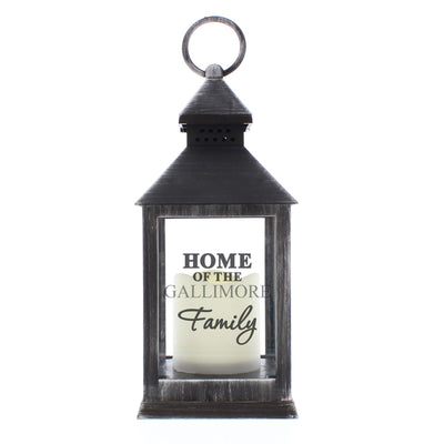 Personalised Memento LED Lights, Candles & Decorations Personalised The Family Rustic Black Lantern