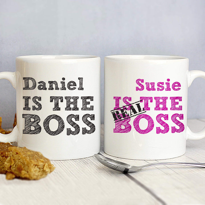 Personalised Memento Personalised The Real Boss Mug Set