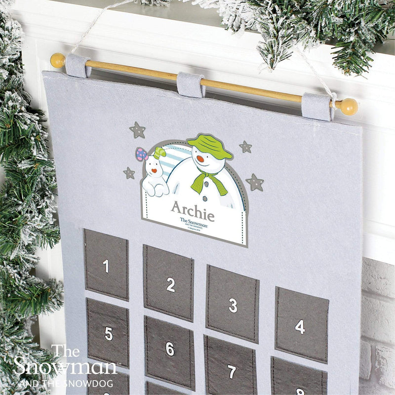 Personalised Memento Christmas Decorations Personalised The Snowman Advent Calendar In Silver Grey