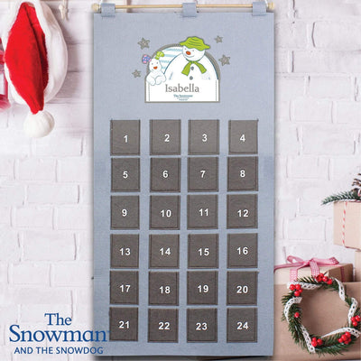 Personalised Memento Christmas Decorations Personalised The Snowman Advent Calendar In Silver Grey