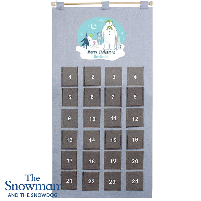 Personalised Memento Christmas Decorations Personalised The Snowman and the Snowdog Advent Calendar In Silver Grey